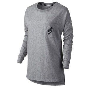 Nike Signal Long Sleeve Tee - Shade 091 Carbon Heather Grey - Women's XL